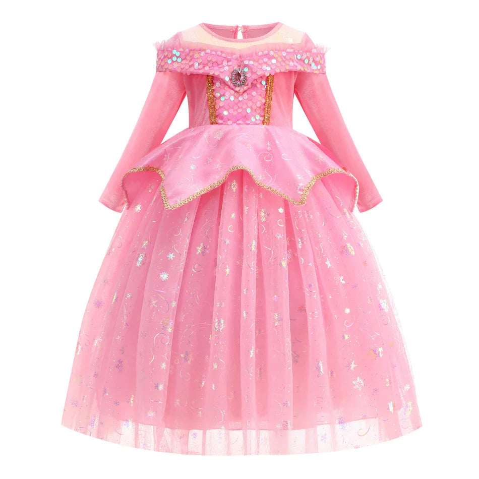 Halloween Costumes Kids Pink Girls Party Dresses Girl Aurora Princess Gown Sleeping Beauty Cosplay Costume Fantasy Disguise Sets