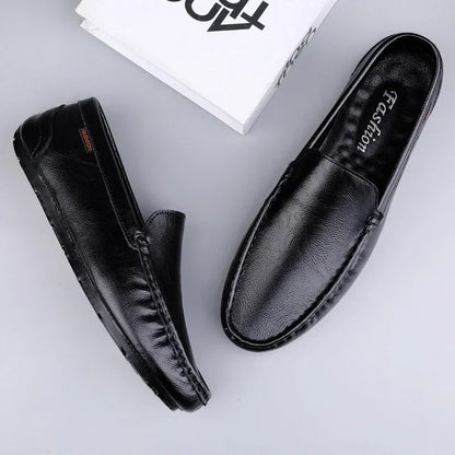 Genuine Leather Men Casual Shoes Slip on Mens Loafers Lightweight Comfortable Walking Shoes Breathable Formal Dress Shoes