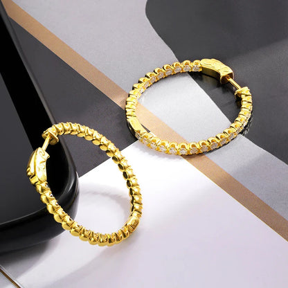 Luxury Designer D Color Full 2mm Moissanite Hoop Earrings For Women Party S925 Silver Plated 18K Gold Diamond Earring Gift