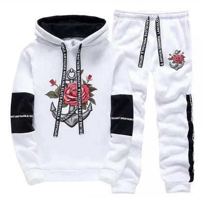 Mens Tracksuit Retro Pattern Printing  Single Piece Sweatshirts Sweatpants Casual Office Home Hoodie Pants Sports Mens Clothing