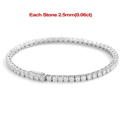 2-5mm Moissanite Tennis Bracelets for Women Men Lab Diamond S925 Silver Plated White Gold Bracelet Spring Clasp Wedding Jewelry