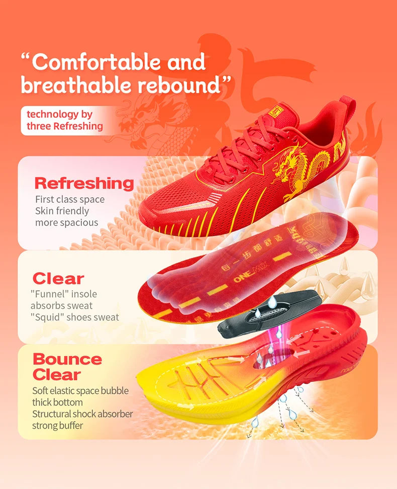 Tênis de Corrida ONEMIX Refletivo Vermelho Amortecedor Elite Aumento de Altura Tênis Esportivo para Caminhada ao Ar Livre Respirável em Mesh Masculino
