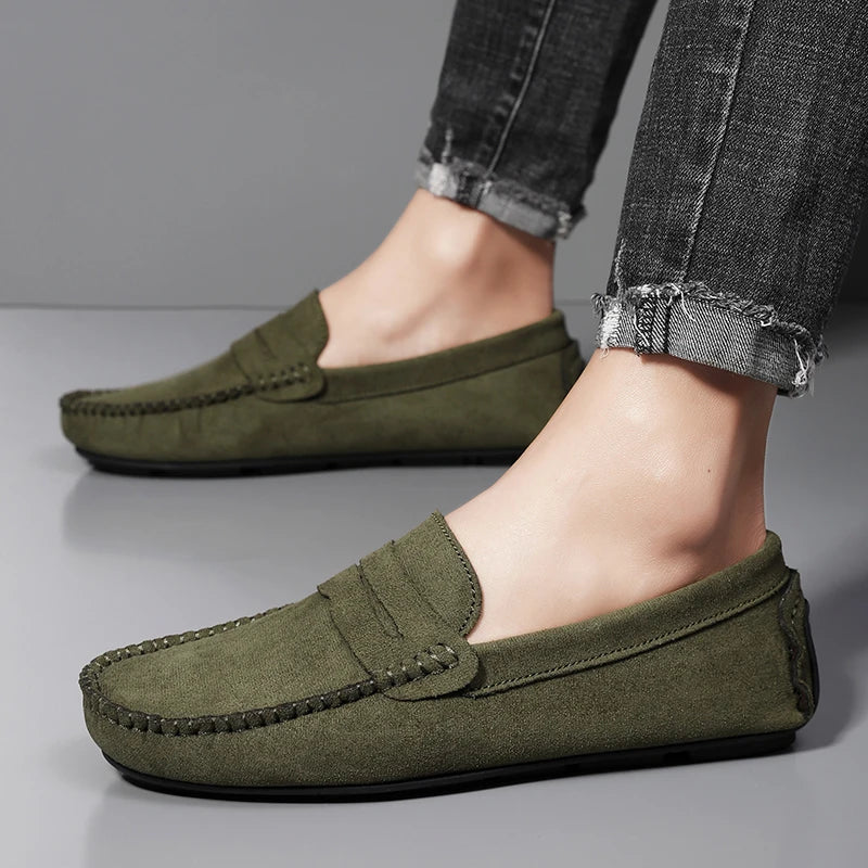 Sapatos Masculinos Casuais de Camurça, Respiráveis, de Couro, Loafers Masculinos, Slip-on, Sapatos de Dirigir Masculinos, Marca de Luxo, Sapatos Náuticos Confortáveis