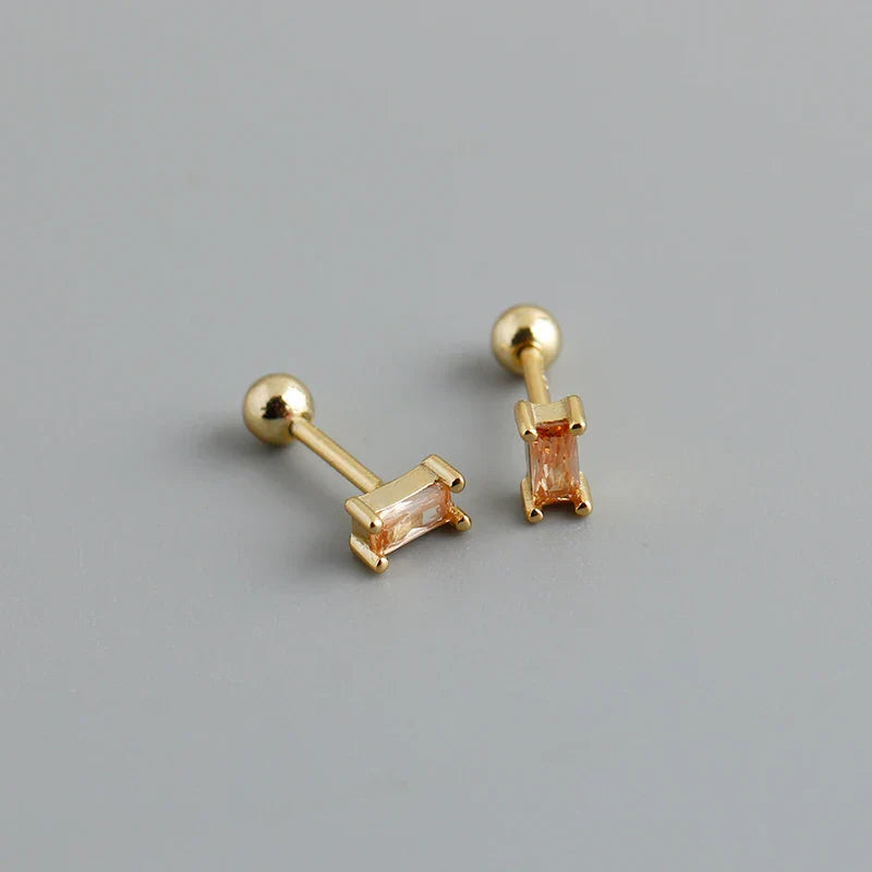 925 Sterling Silver Fashion Korean Petal Screw Bead Stud Earrings for Women Charm Ear Bone Piercing Jewelry Accessories