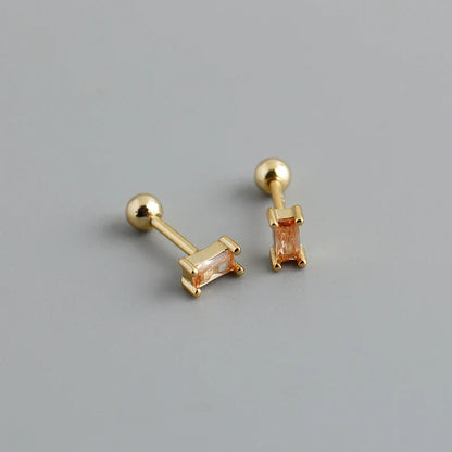 925 Sterling Silver Fashion Korean Petal Screw Bead Stud Earrings for Women Charm Ear Bone Piercing Jewelry Accessories