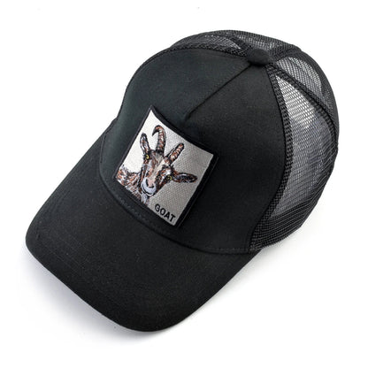 Fashion Trucker Caps With Embroidery Goat Patch Four Seasons Snapback Baseball Cap For Men Women Adjustable Visor Hat