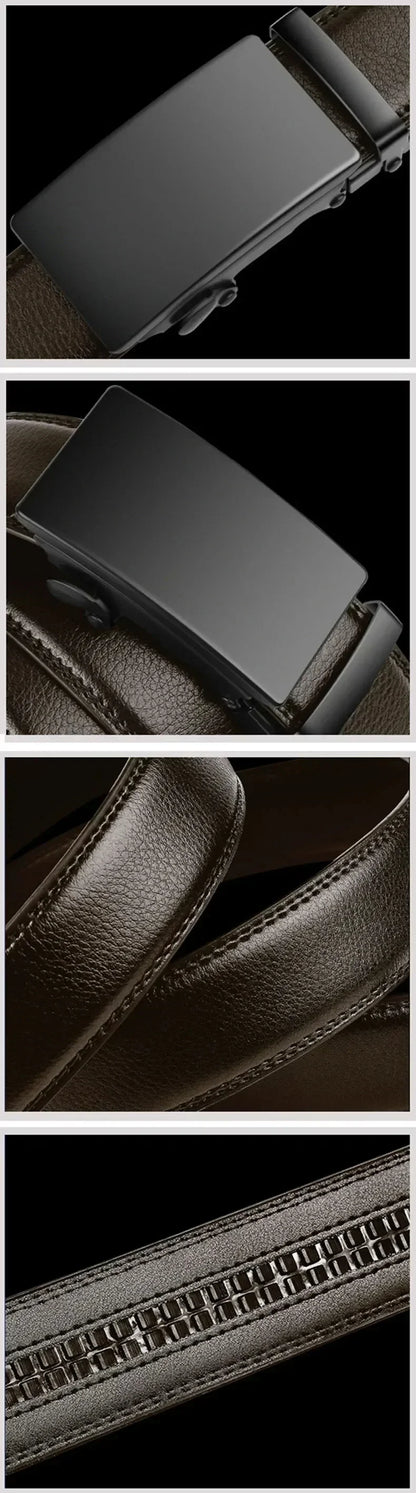 Fashion Automatic Buckle Belt for Men Famous Brand Business Belt Men PU Leather Waist Straps Black Male Jeans Belts for Men
