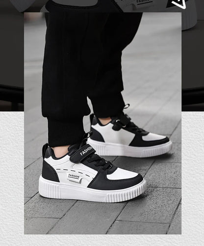 Kids PU Leather Sneakers Casual Basketball Shoes for Boys Trendy Sports Trainers Breathable Non-slip Children Footwear