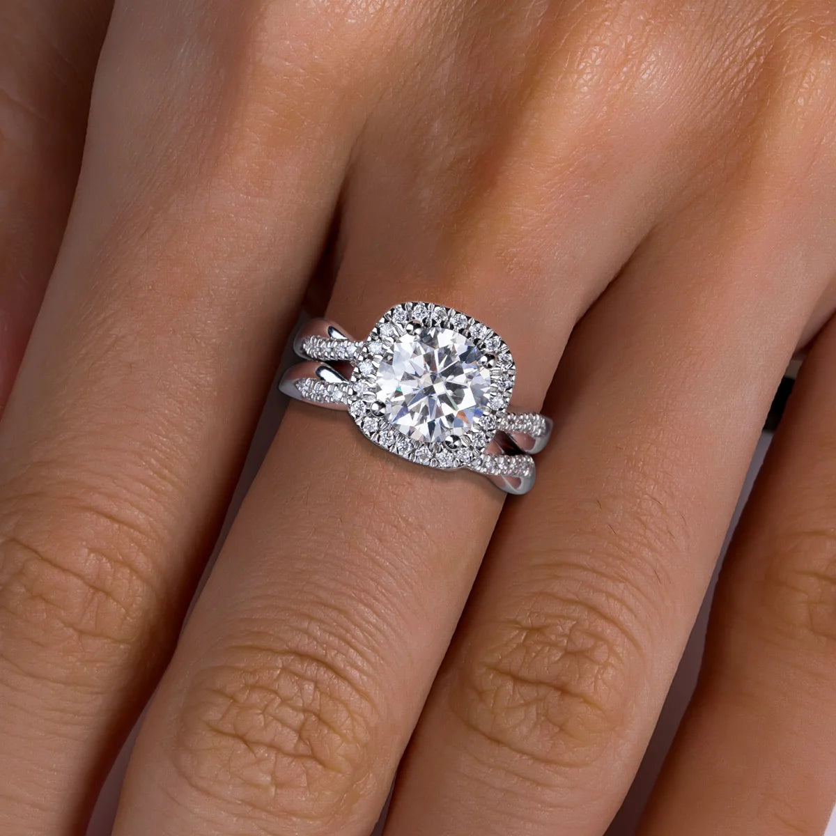3ct D Color Moissanite Halo Engagement Ring 18k Gold Plated 925 Sterling Silver Bridal Rings Set for Girls Jewelry