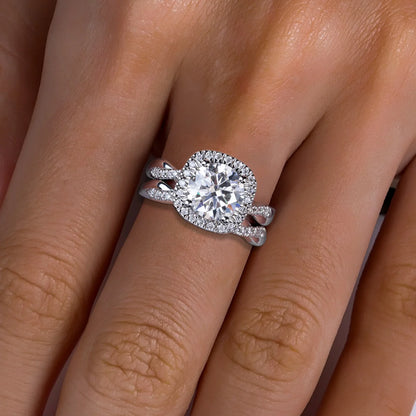 3ct D Color Moissanite Halo Engagement Ring 18k Gold Plated 925 Sterling Silver Bridal Rings Set for Girls Jewelry