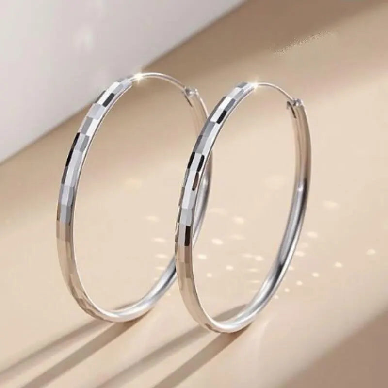 925 Sterling Silver Hoop Earrings For Women 18K Gold Plated Jewelry Dazzling Women's Hoops Earrings Christmas Gifts
