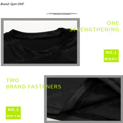 Funny Face 2 in 1 Shorts T Shirt Suits Men's Fitness Breathable Second Skin Compression Shirts Sets Gym Double Deck Shorts