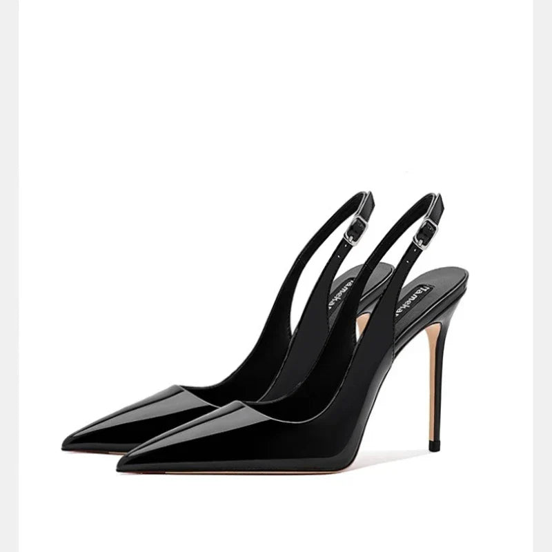 2026Summer Fashion Buckle Women's High Heels 10cm New Open Heel Party Dress Designer Pointed Toe Casual Sandals Zapatillas Mujer
