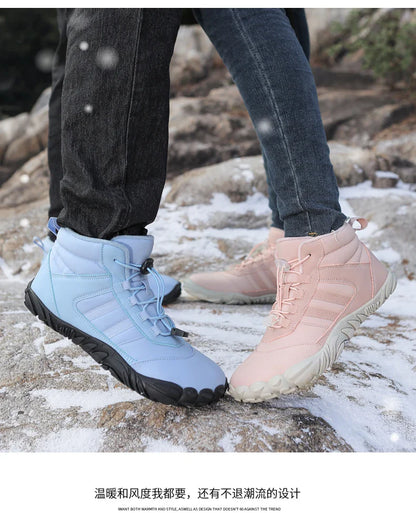 Womens Mens Waterproof Winter Barefoot Shoes Snow Boots Cotton Warm Fur Lined Unisex Walking Hiking Outdoor Shoes