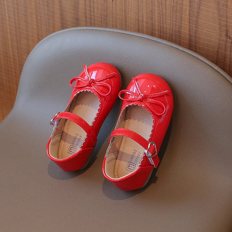 Summer Girl's Princess Shoes Bowknot Round Toe Hook-loop Shallow Cute Daily Kid's Flat Shoe Solid Colors Anti-slip Children Shoe