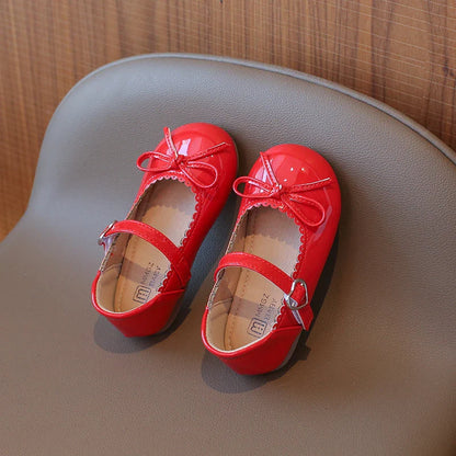 Summer Girl's Princess Shoes Bowknot Round Toe Hook-loop Shallow Cute Daily Kid's Flat Shoe Solid Colors Anti-slip Children Shoe