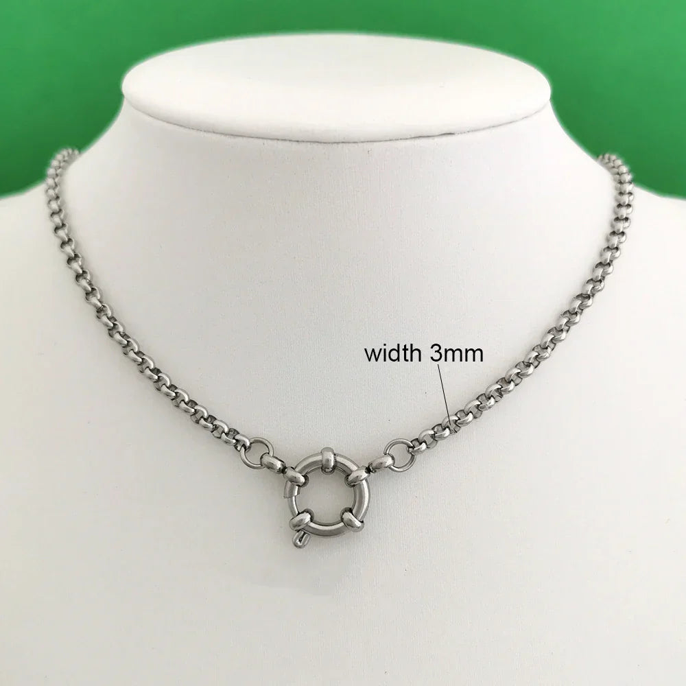 Spring Sailor Clasp Necklace Women Men Choker Stainless Steel Geometric Paperclip Link Chain Rolo PVD Gold Color Wholesale