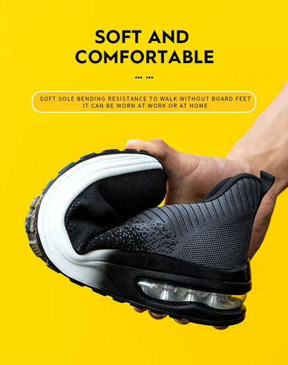 Indestructible Safety Shoes For Men Steel Toe Anti-Puncture Men's Work Shoes  Lightweight Slip Resistant Air Cushion Sneaker  ﻿