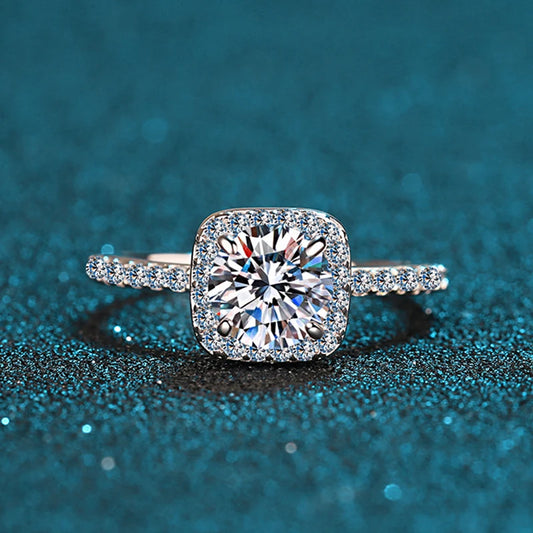 D Color Moissanite Ring 925 Sterling Silver with White Gold Plated Lab Diamond Rings for Women Wedding Band Jewelry Gifts