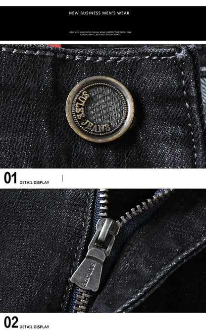 2025 Men's Casual Thin And Lightweight  Skinny Jeans Trousers Tight Pants Solid Colors