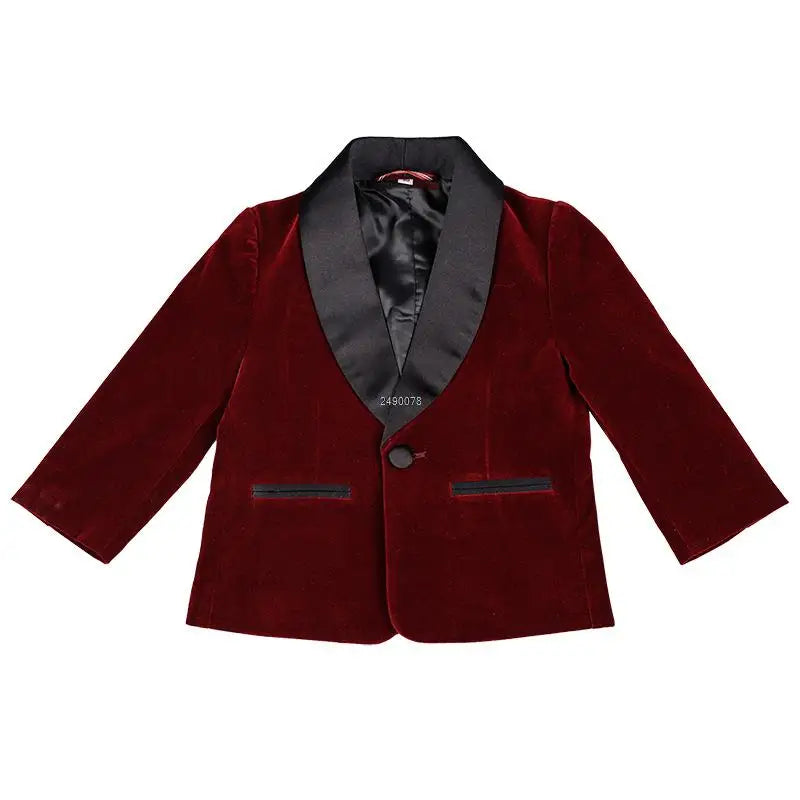 Kids 1 Year Birthday Dress Baby Boys Green Velvet Blazer Jacket Pants Photograph Suit Children Wedding Performance Party Wear