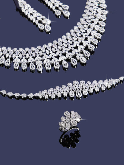 New Dubai High Quality Jewelry Sets Leaf Design Bridal Necklace Earring Set AAA Cubic Zirconia femme Ladies Wedding Accessories