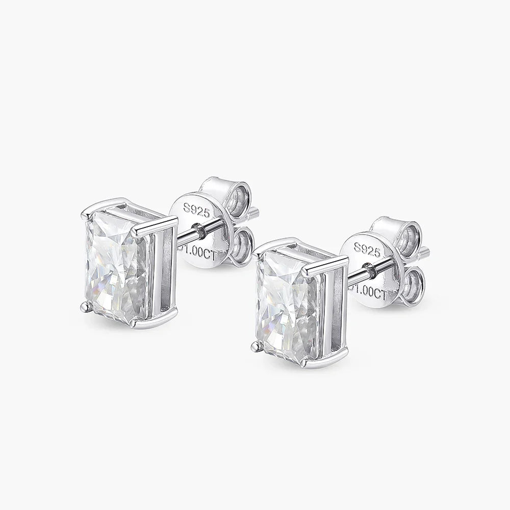 Classic 100% 925 Sterling Silver Real Moissanite Gemstone White Gold Earrings Ear Stud For Women Fine Jewelry Wholesale