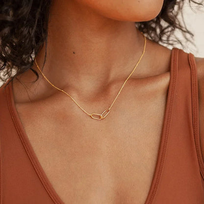 Fashion Stainless Steel Link Infinity Necklace Geometric Double Paperclip Pendant Women's Simple Jewelry Wholesale