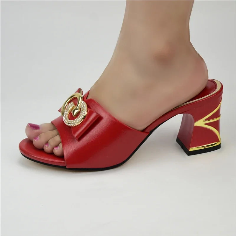 Ladies Sandals with Heels Summer High Heeled Shoes for Women Italian Women Wedding Shoes Decorated with Rhinestone
