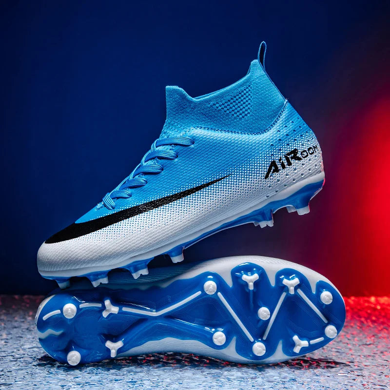 High-Top Leather AG Studded Soccer Cleats, Anti-Slip for Grass Field, Youth & Adult Men Women Training World Cup Style