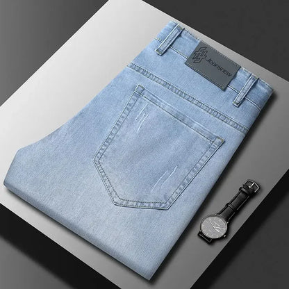 Summer Thin Mens Clothing Cowboys Slim Straight Jeans Men Denim Pants Casual Regular Fitness Men's Trousers Light Blue 2026 Y2K