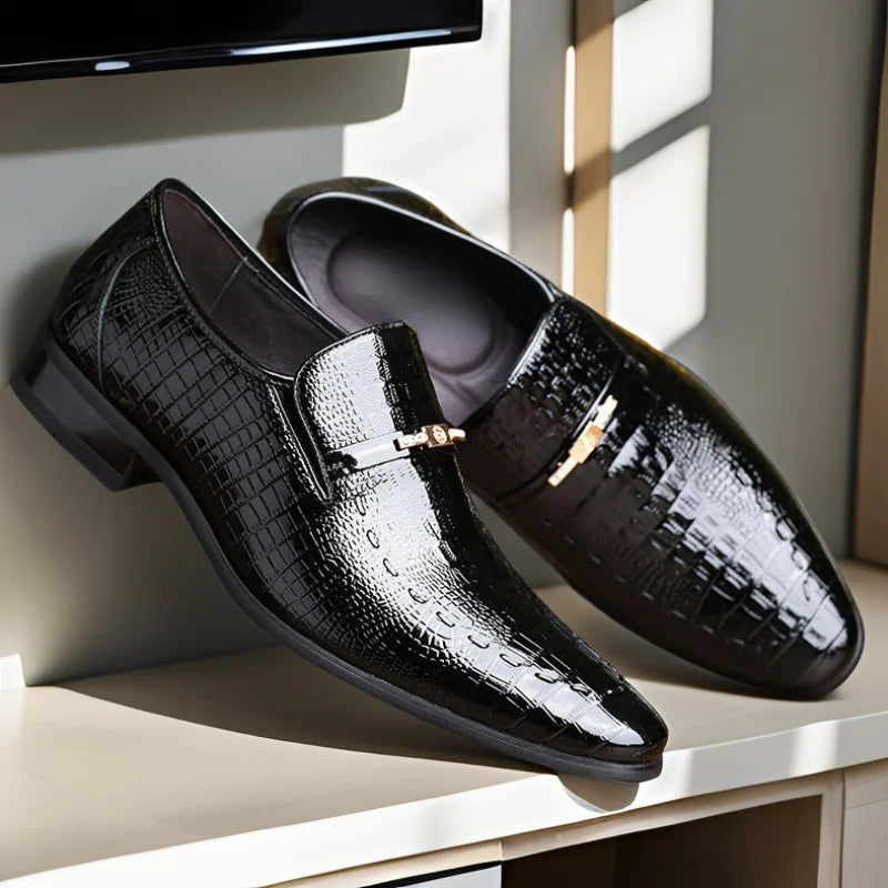 Classic Dress Shoes for Men Leather Shoes PU Crocodile Business Casual Formal Sneakers Plus Size Office Wedding Party Oxfords