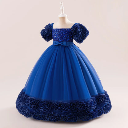 Summer Flower Girls Party Dress Elegant Tulle Bridesmaids Wedding Princess Dresses Girl Gala Birthday Evening Christmas Costumes
