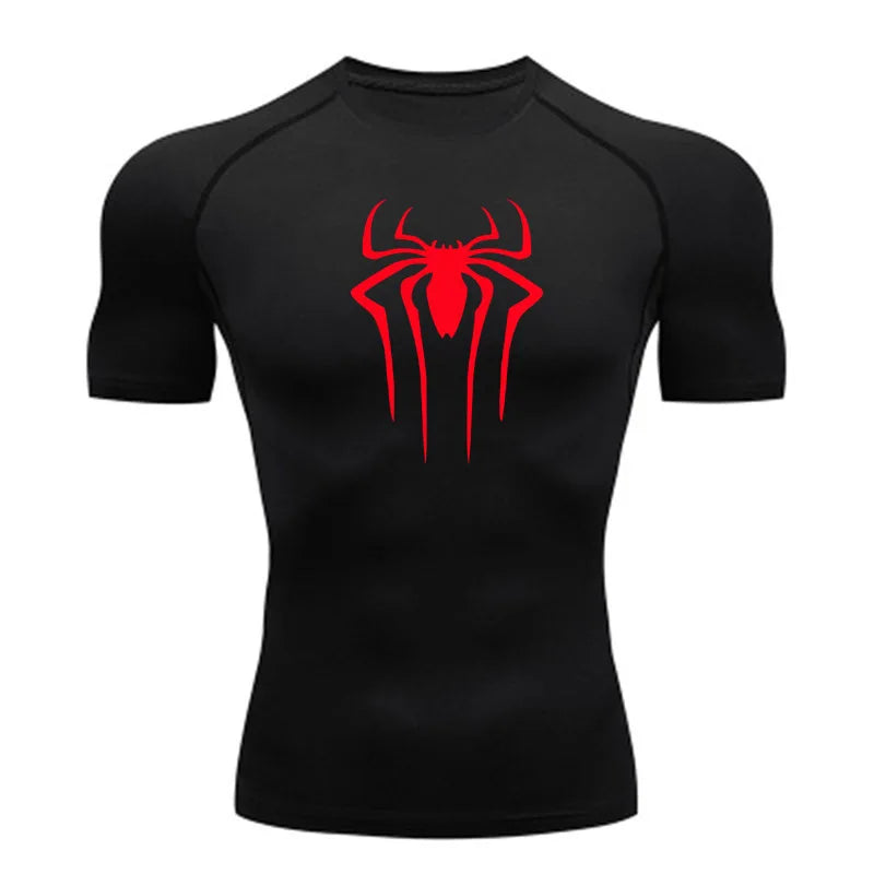 Nova Camiseta de Compressão Masculina Fitness Academia Super Herói Esporte Corrida Camisa Rashguard Tops Secagem Rápida Manga Curta Para Homens