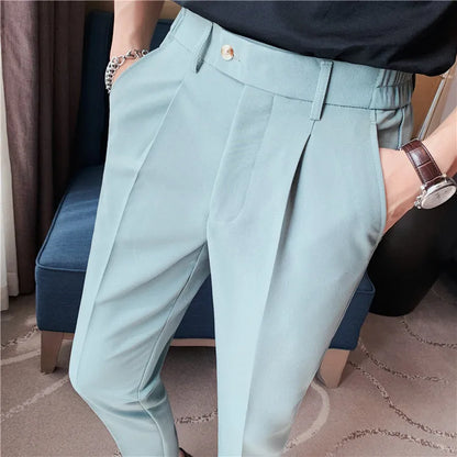 Men Slim British Style Suits Pants Business Casual Trousers Male Solid Fit Trousers High Quality Man Formal Wear Suit Pants 36