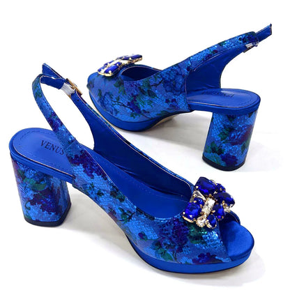 Italian Sandals and Bags Matching Set Women Heel Party for Gold Colour Wedding Bigger Size Thick Heel Shoes