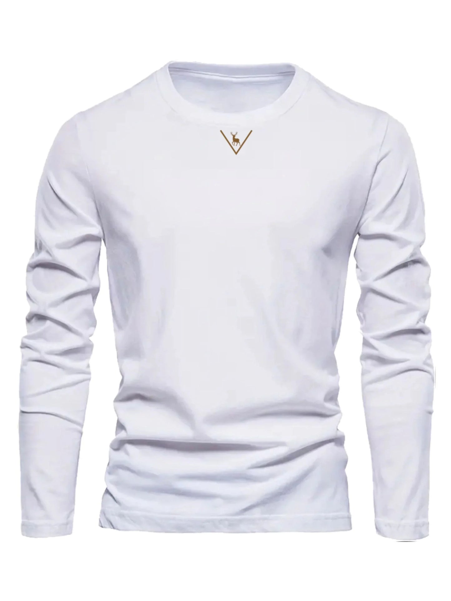 Fashionable California Pattern Print Men's 100% Cotton Loose and Comfortable Sports and Leisure Round Neck Long Sleeve T-shirt
