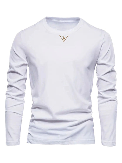Fashionable California Pattern Print Men's 100% Cotton Loose and Comfortable Sports and Leisure Round Neck Long Sleeve T-shirt