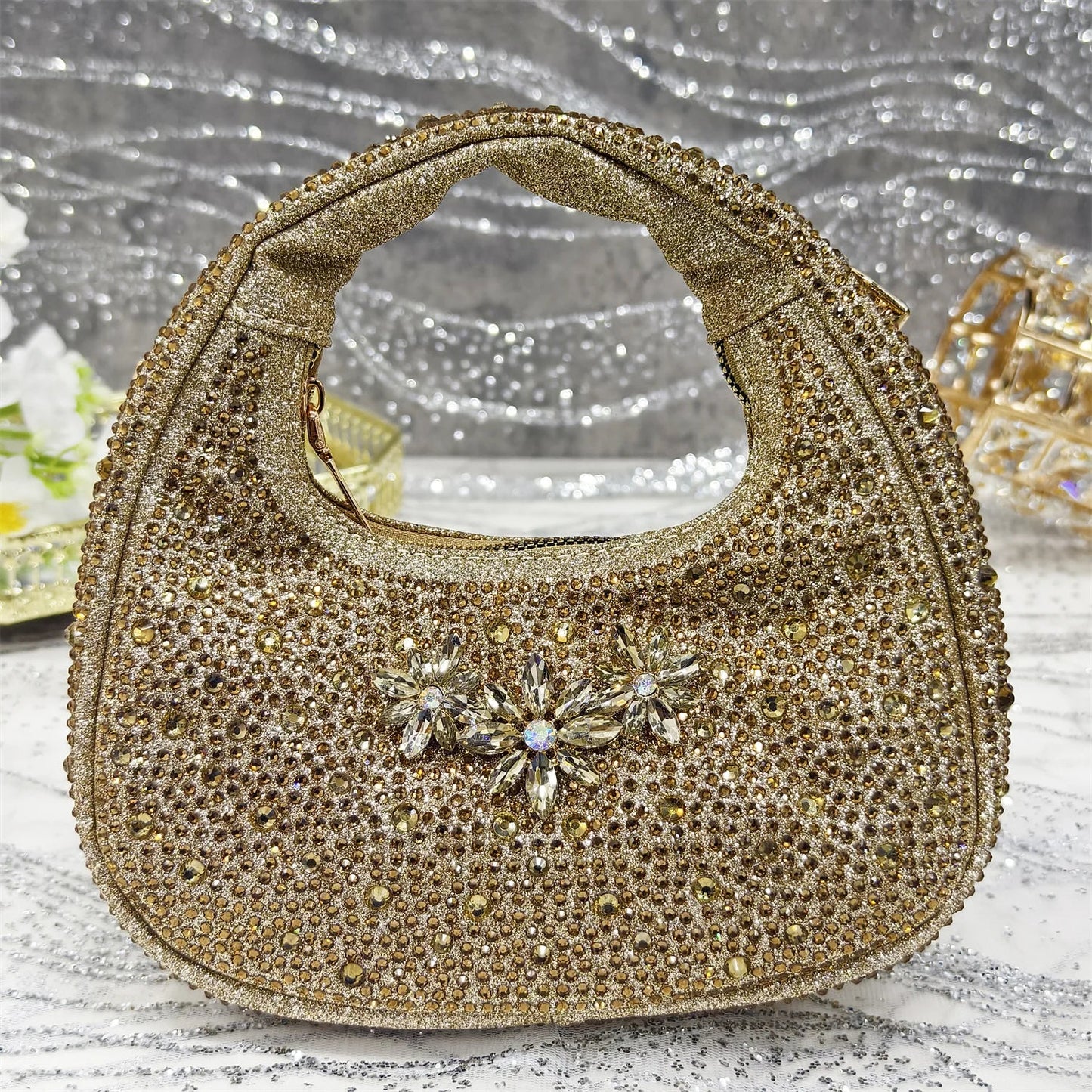 Sapato Scarpin Feminino Salto Alto Bico Fino Verde Oliva e Bolsa para Festa Strass Noite Elegante Luxo
