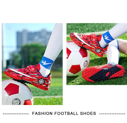 Hot Child Football Boots Outdoor Trainers Soccer Shoes For Kids Boys Hook Loop Football Sneakers Cleats Futsal Shoes Children