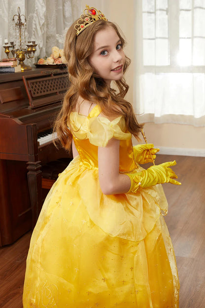 Girls Beauty and Beast Bell Costume Kids Summer Carnival 3 4 5 6 7 8 9 10 Years Dress Kids Princess Performance Cosplay Dresses