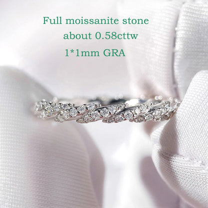 1mm All Real Moissanite Rings for Women Certified Full Diamond Bridal Jewelry 100% S925 Sterling Silver Wedding Bands GRA