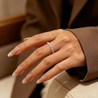 2mm D Color Full Eternity Moissanite Rings for Women Everyday Wear Jewelry Birthday Gift 925 Sterling Silver Promise Band