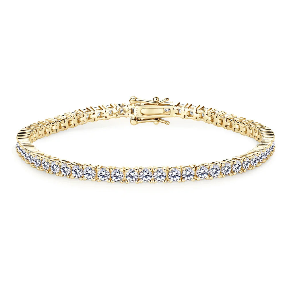 3mm D VVS1 Moissanite Tennis Bracelet S925 Sterling Silver Plated 18k White Gold Diamond Tennis Bracelets for Women