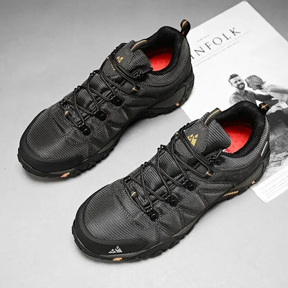 Four-Season Men's Hiking Shoes Outdoor Sports Genuine Leather Wear-Resistant Climbing Shoes Rubber Sole Trekking Sneaker