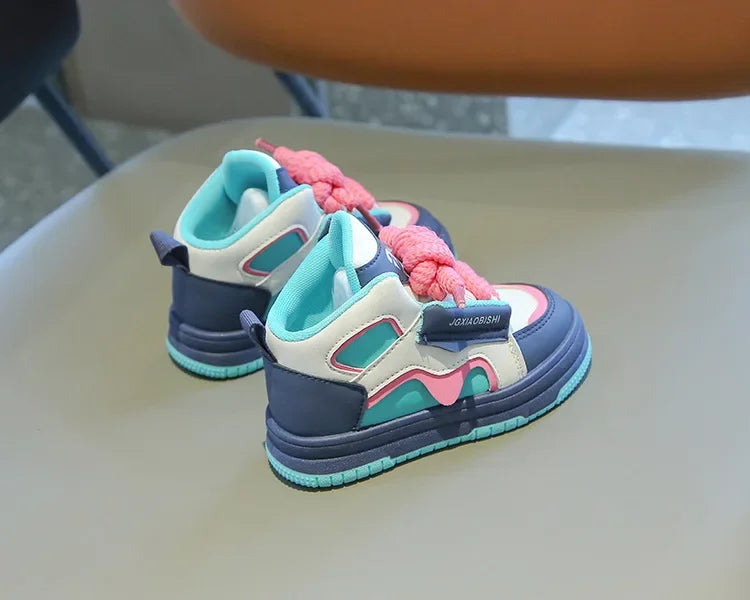 Children Tennis Shoes Spring Autumn Patchwork Leather Sports Shoes for Boy Girl Causal Versatile Kids Fashion Running Sneakers