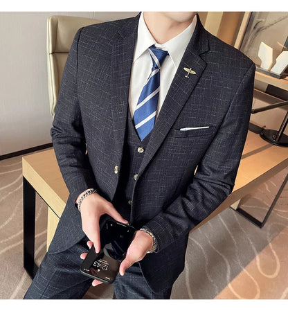 Traje De Boda De Alta Calidad Para Hombre, Traje Profesional De Negocios A La Moda, Chaleco Y Pantalones, Conjunto De 3/2 Piezas