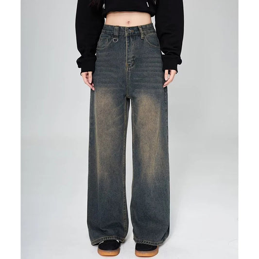 Summer Men Baggy Jeans Unisex Vintage American Style Straight Wide Leg Denim Pants Fashion Brand Hot Sale Casual Trousers