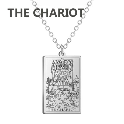 Tarot Cards Necklace Women Stainless Steel Necklace Wealth Amulet Classic Tarot Major Arcana Divination Charm Jewelry