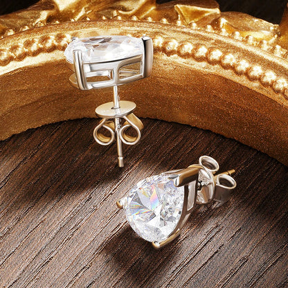 D VVS1 Pear Moissanite Earrings for Women GRA Certified Lab Grow Diamond Solid 925 Silver Plated 18k Gold Stud Earring